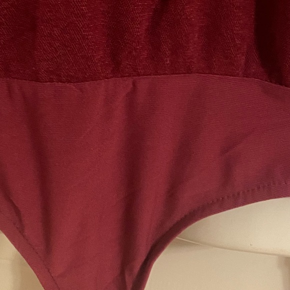 Ember Sz L Burgundy Bodysuit W/Elaborate Embroidery NWT😊😊 - Picture 3 of 15